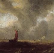 Jacob van Ruisdael Sailing Vessels in a Choppy sea oil painting
